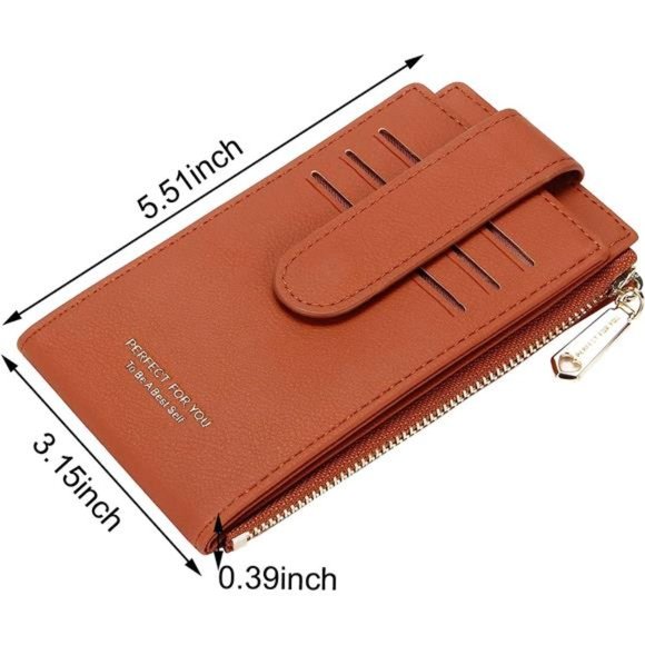 RFID Card Holder Wallet for Women Slim Wallets A-Lychee Pattern-Brown - Picture 2 of 6